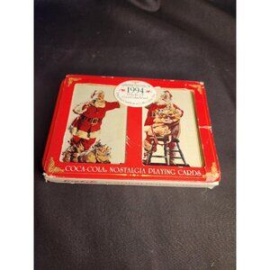 Vintage 1994 Coca-Cola Playing Cards 2 Decks Metal Tin Christmas Sealed New